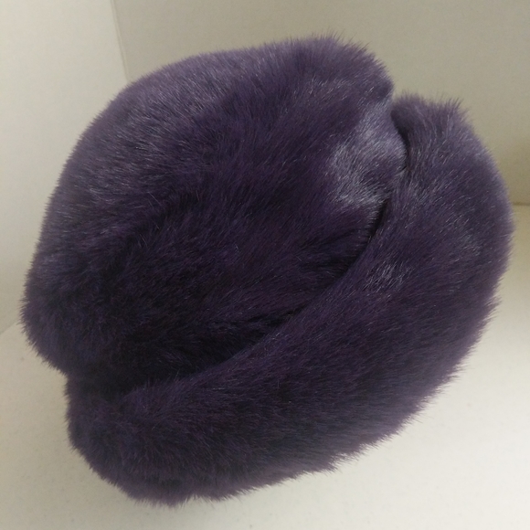 Bucket Hat Purple Faux Fur Convertible Fuzzy - Picture 9 of 14